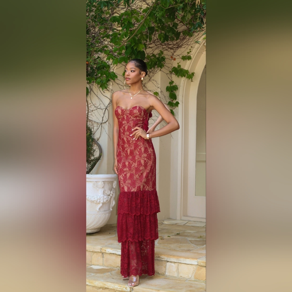 Jluxlabel Red Fairytale Ending Lace Maxi Dress